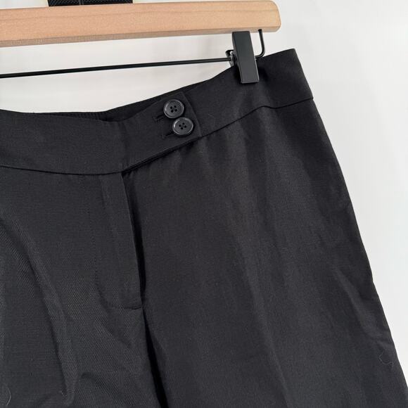 LOFT ANN TAYLOR Pants SZ 2 Linen Blend Black Wide Ann Leg Business Office Work - Picture 6 of 13